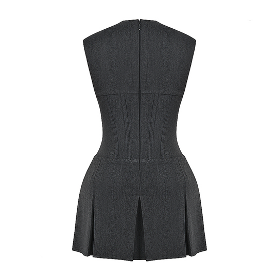 Velina - Solid Corset Pleated Mini Dress