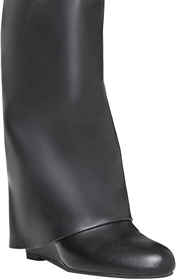 Fold Over Knee High Covered Wedge Heel  Party Boots