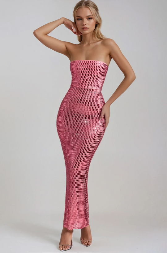 Syrelle - Strapless Sparkle Embellished Maxi Dress