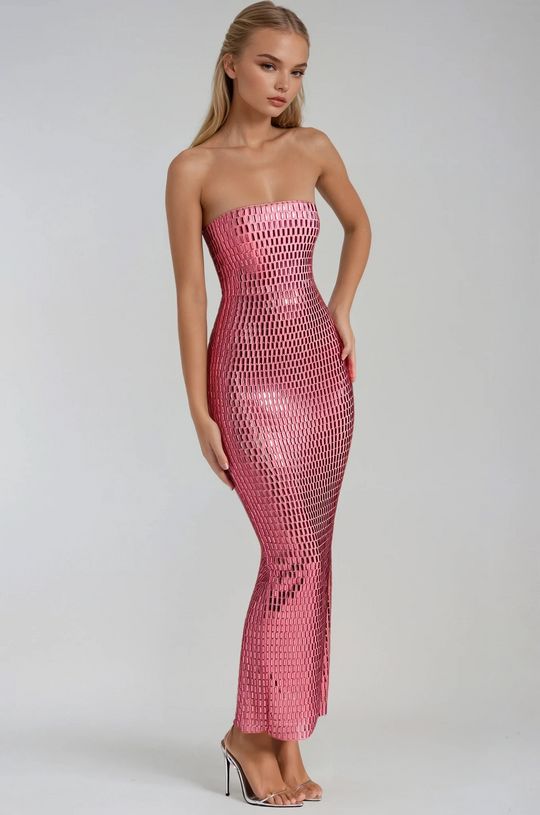 Syrelle - Strapless Sparkle Embellished Maxi Dress