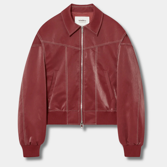 PU Leather Bomber Jacket | Retro and Rugged Jacket with Ribbed Cuffs