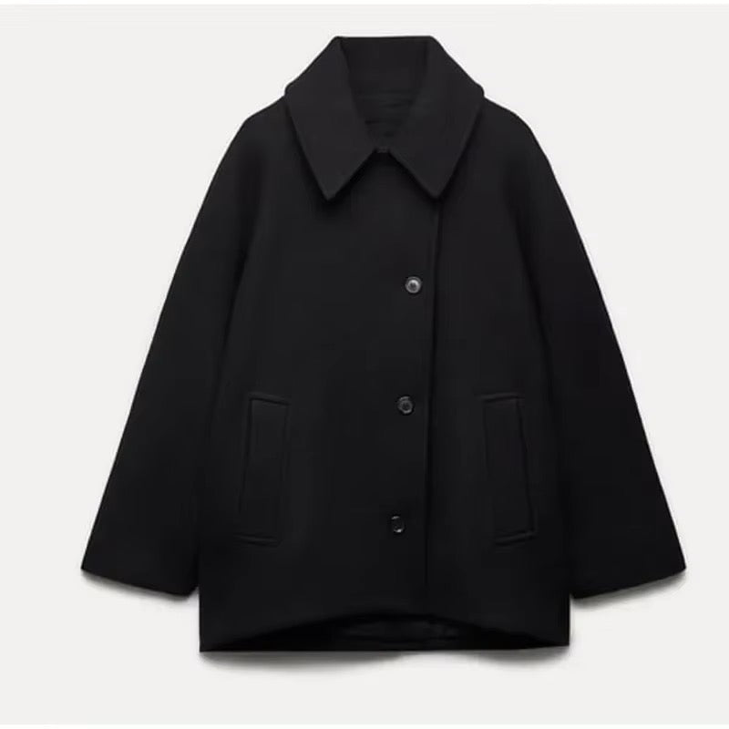 Zadie - Oversized Buttoned Coat With Pockets