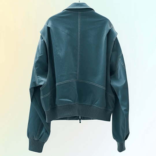 PU Leather Bomber Jacket | Retro and Rugged Jacket with Ribbed Cuffs