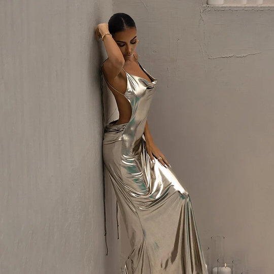 Nellie | Lustrous Metallic Gown