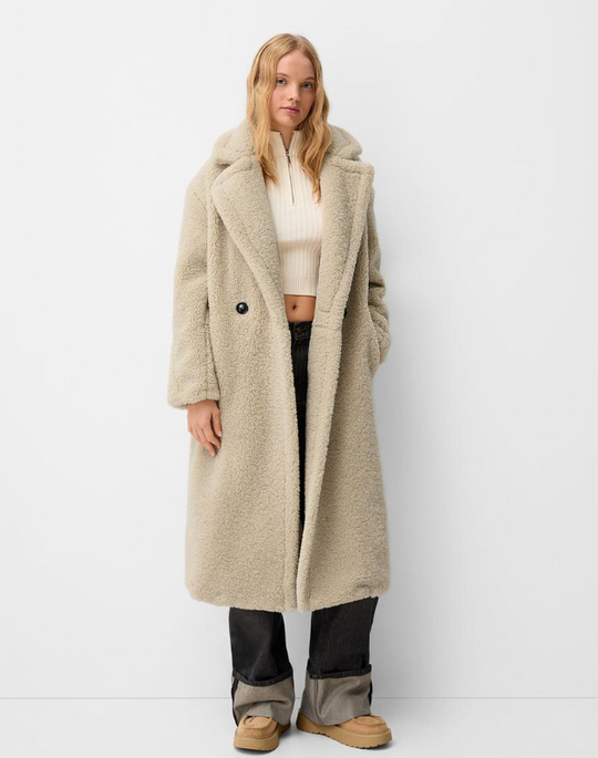 Long faux shearling coat