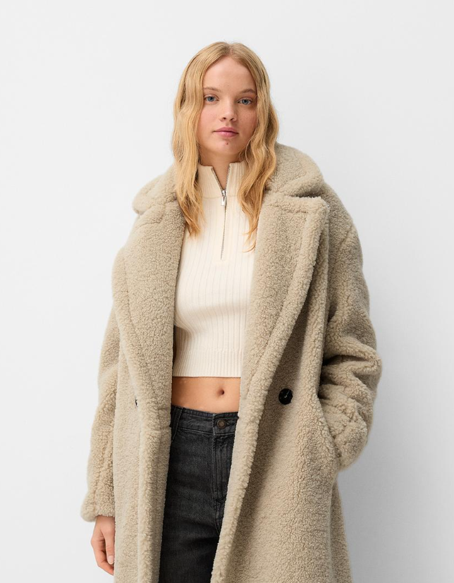 Long faux shearling coat