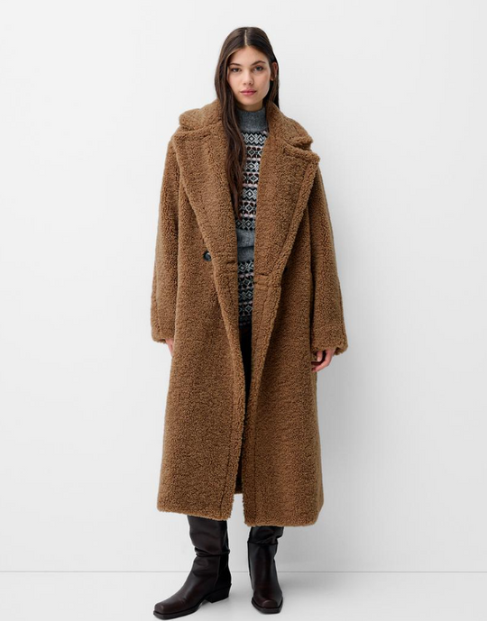 Long faux shearling coat