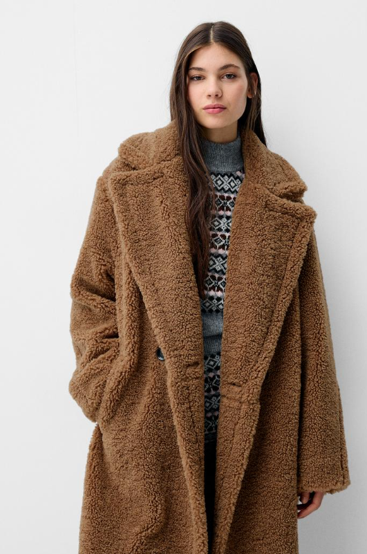 Long faux shearling coat