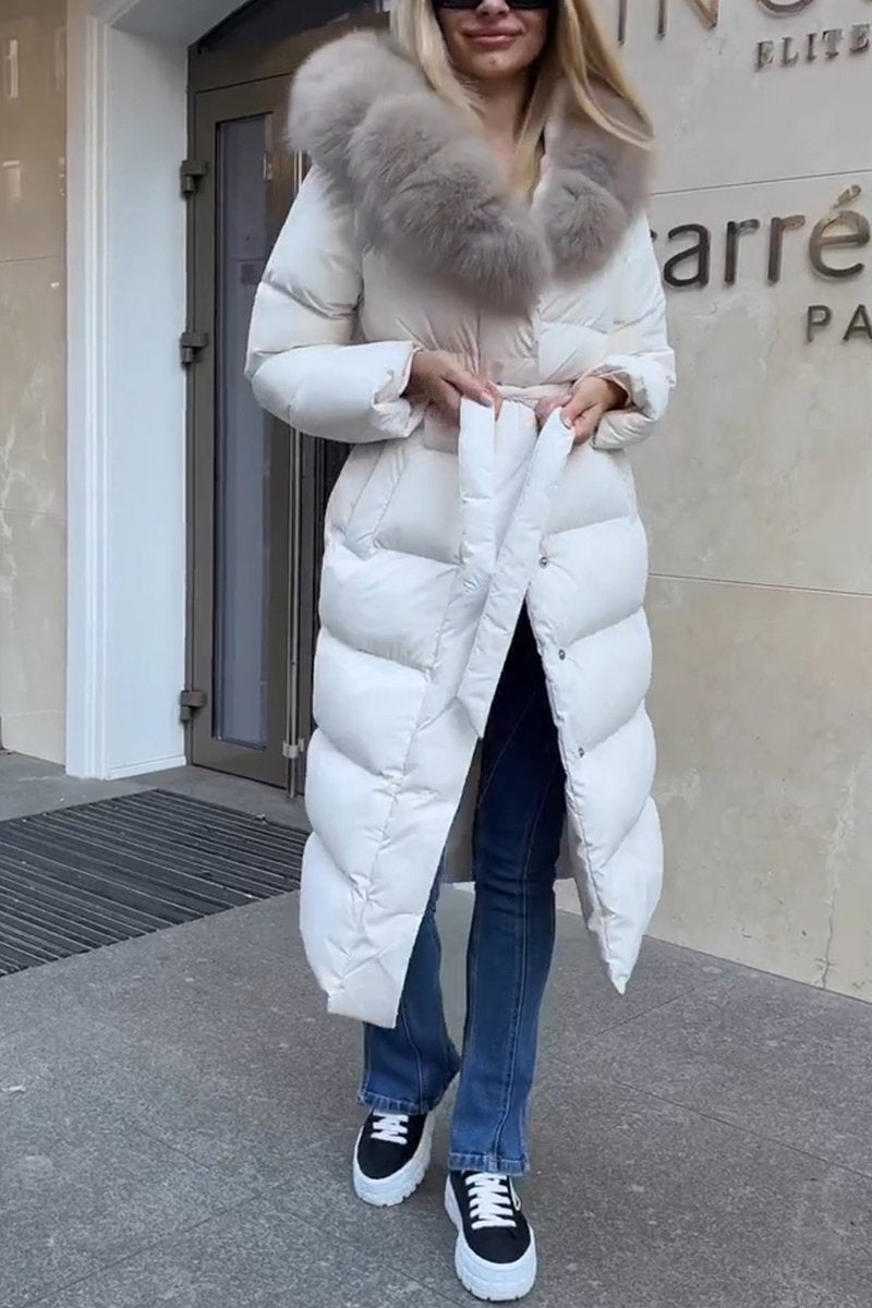 Women's Casual Hooded Long Fur Collar Cotton Coat