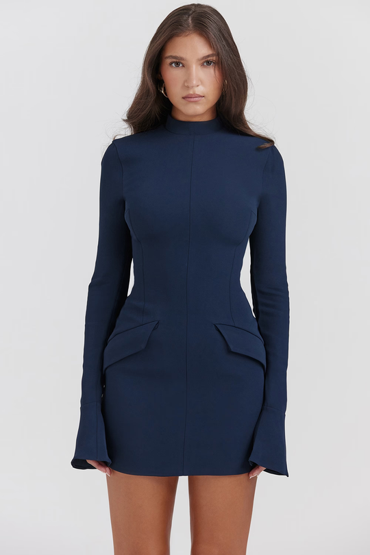 Zevuri - Knitted Bodycon Pocket Detail Mini Dress